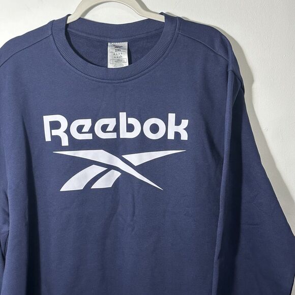 Reebok Sweatshirt Men’s 2XL Blue Spellout Logo Training Casual Classic Pullover - Picture 2 of 10